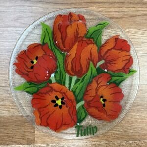 Peggy Karr Rare Limited Edition Red Tulips Plate 11" Signed